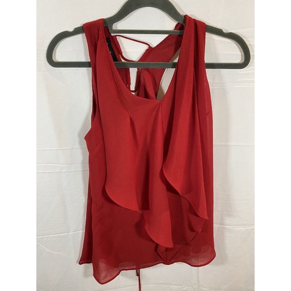 ByBy Shirt Womens XS Red Sleeveless Halter Top Blouse Tank Ladies - Picture 1 of 7
